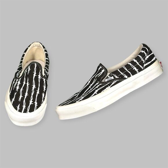 VANS Other - VANS Og Classic Slip-on Lx Barbed Wire Sneakers Black Mens Size 9 Women’s 10.5